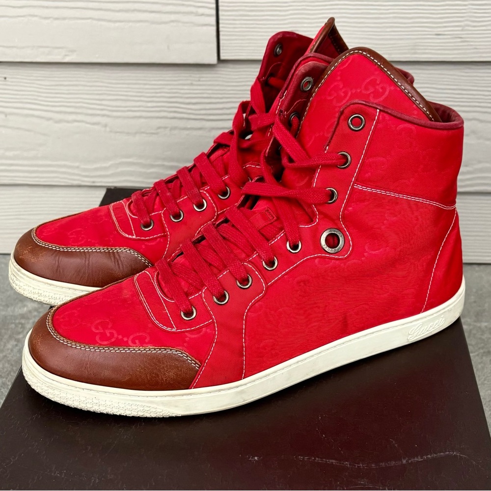 Gucci GG Rare Red Brown Guccisima High Tops🔥 - Picture 3 of 9